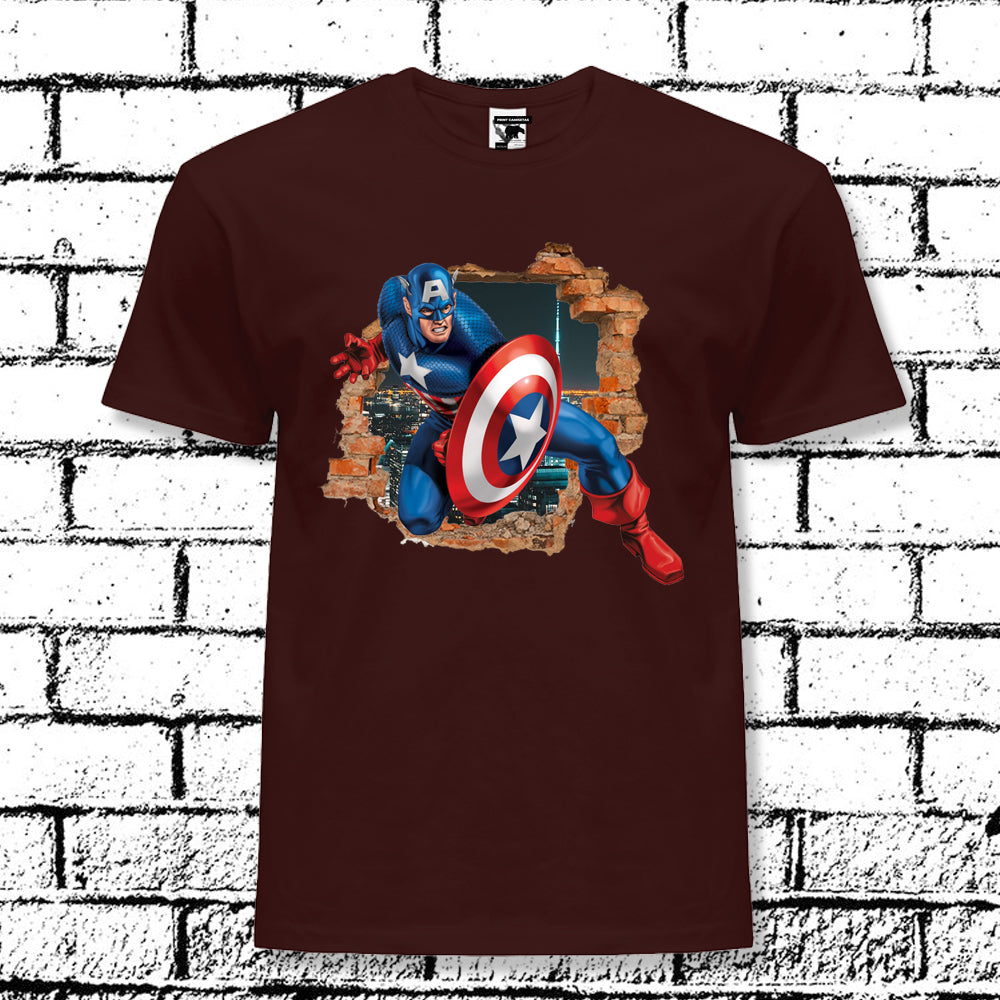 CAMISETA SUPERHEROES CAPITAN AMERICA PARED ROTA