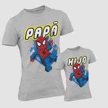 Cargar imagen en el visor de la galería, CAMISETA PACK PADRE E HIJO SPIDERMAN LEGO
